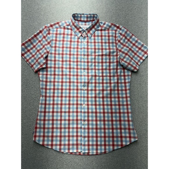Mizzen+Main Shirt Mens Large Plaid Leeward Collection Short Sleeve‎ Made USA